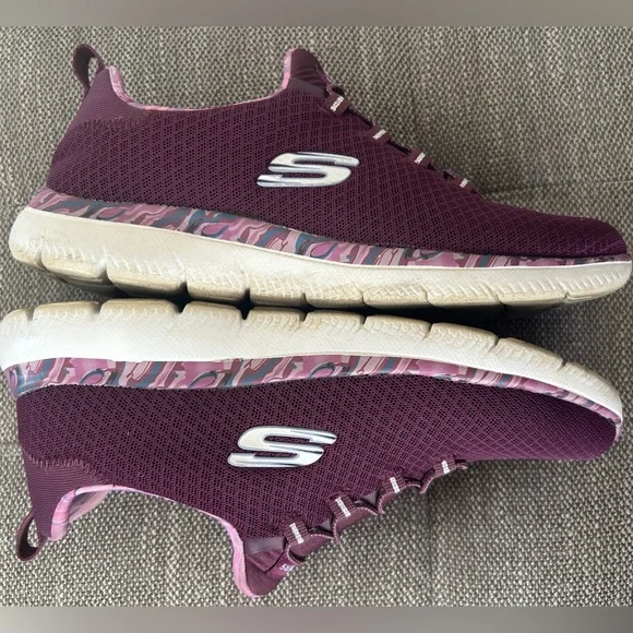 Skechers Women's Maroon and Pink Sneakers - Picture 4 of 7